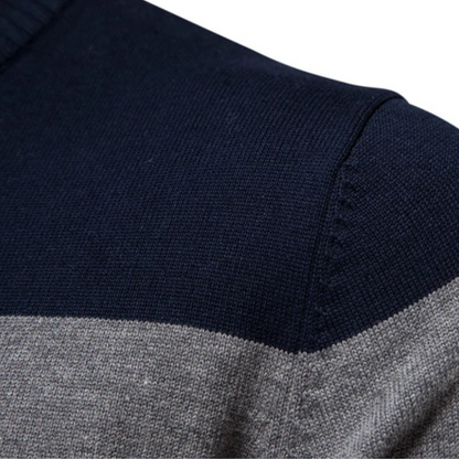 Suéter Masculino Listrado com Zíper na Gola Nathan